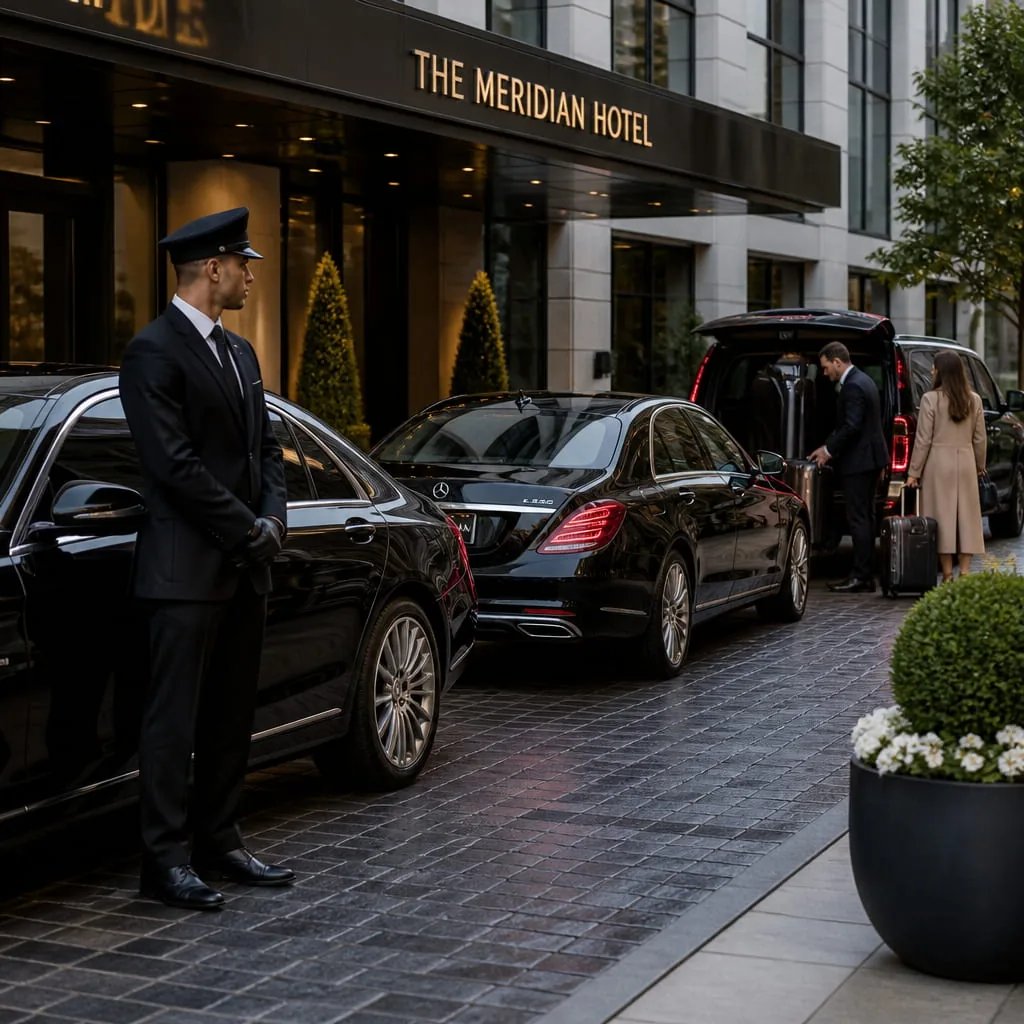 Luxury limousine at dusk